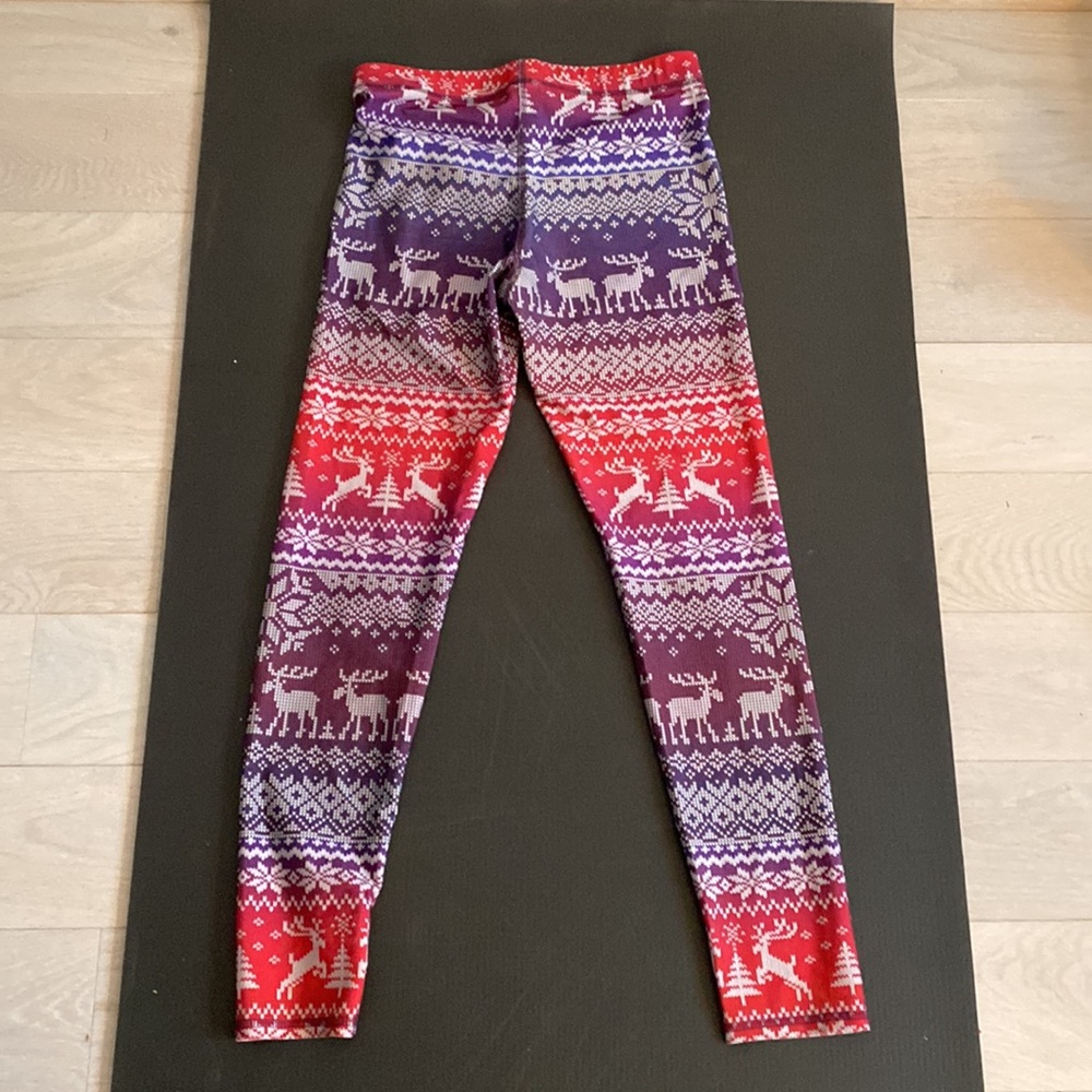 Terez Christmas Fair Isle Print Leggings- Medium- Excellent Condition - Picture 4 of 4